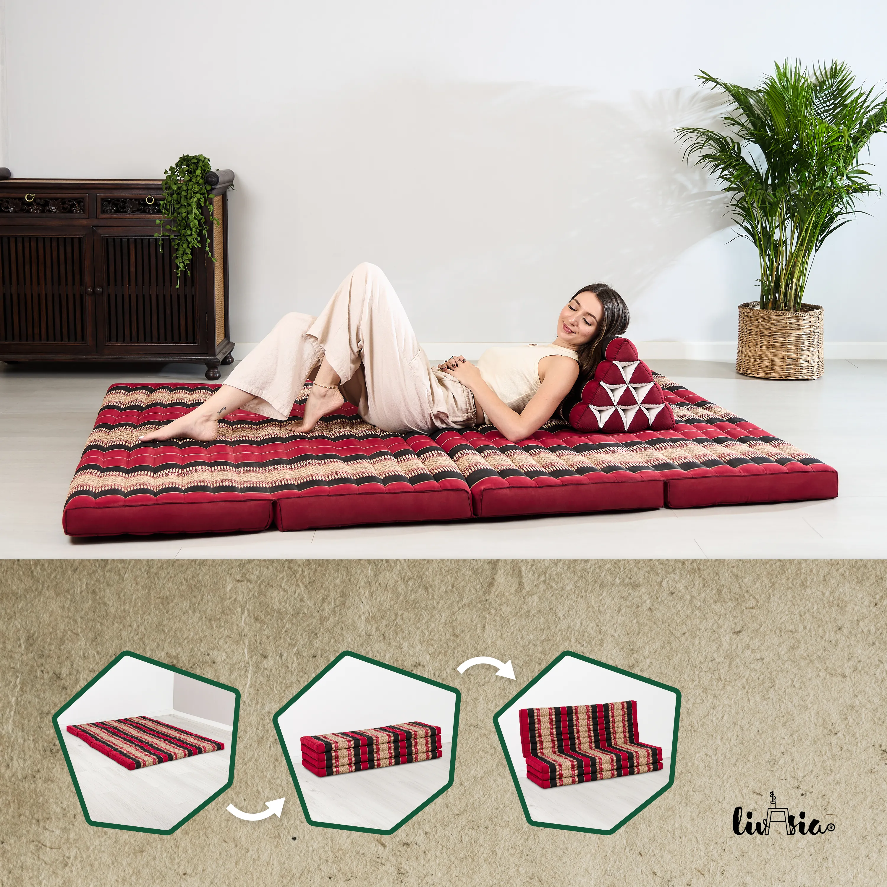 Kapok opklapmatras, 140 cm breed, Classic