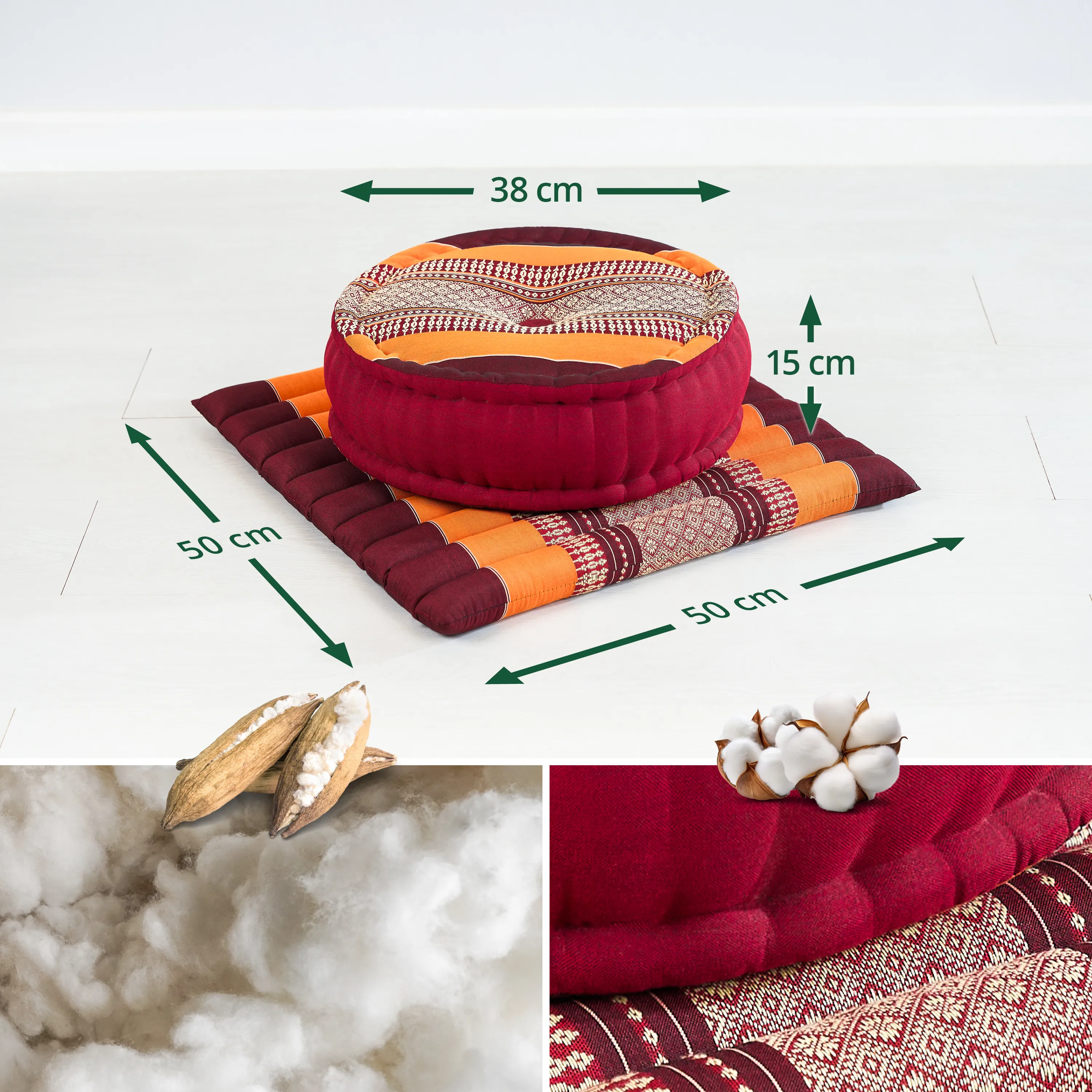 Kapok meditatiekussen set L