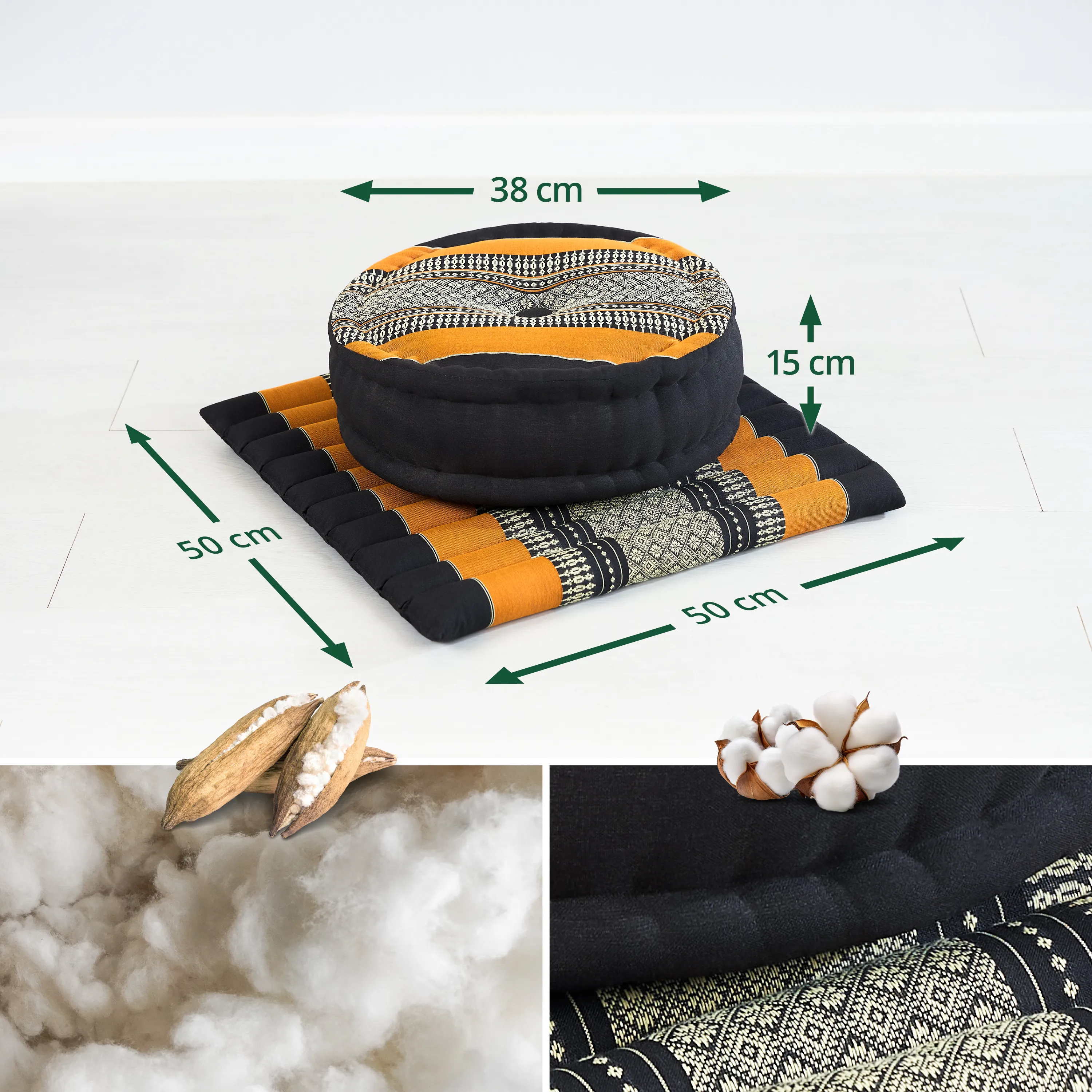 Kapok meditatiekussen set L