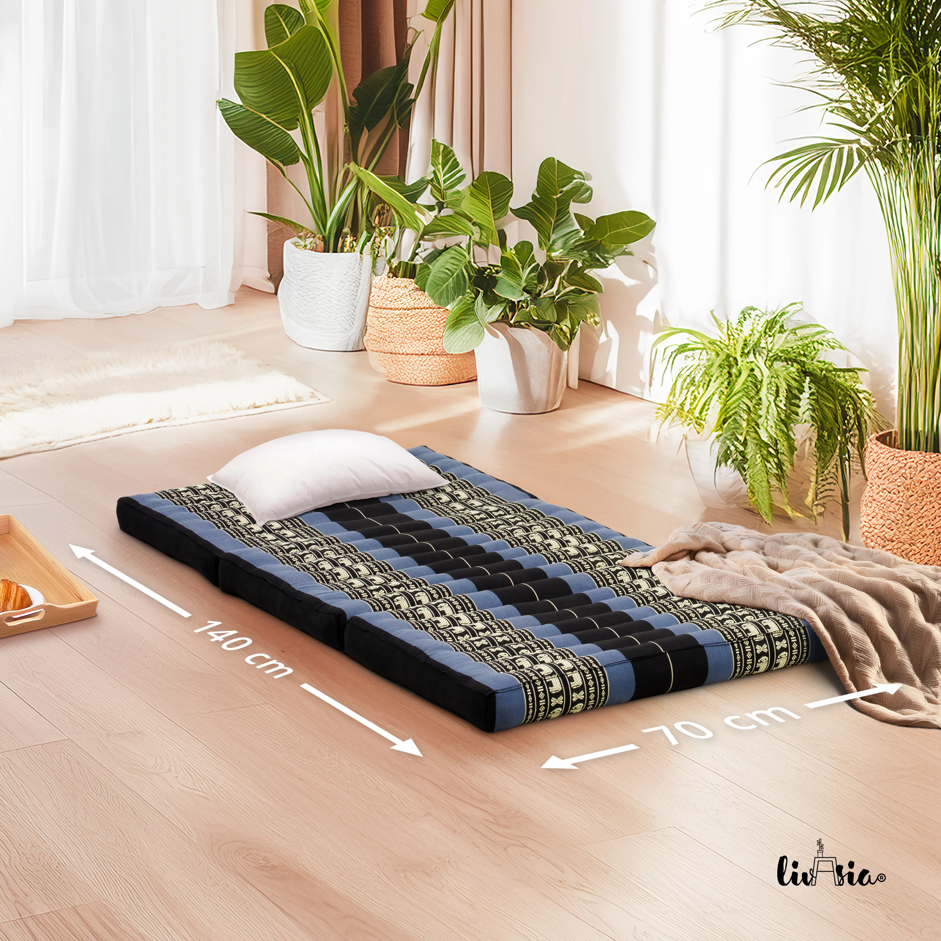 Kapok opklapbaar kindermatras, 70 cm breed