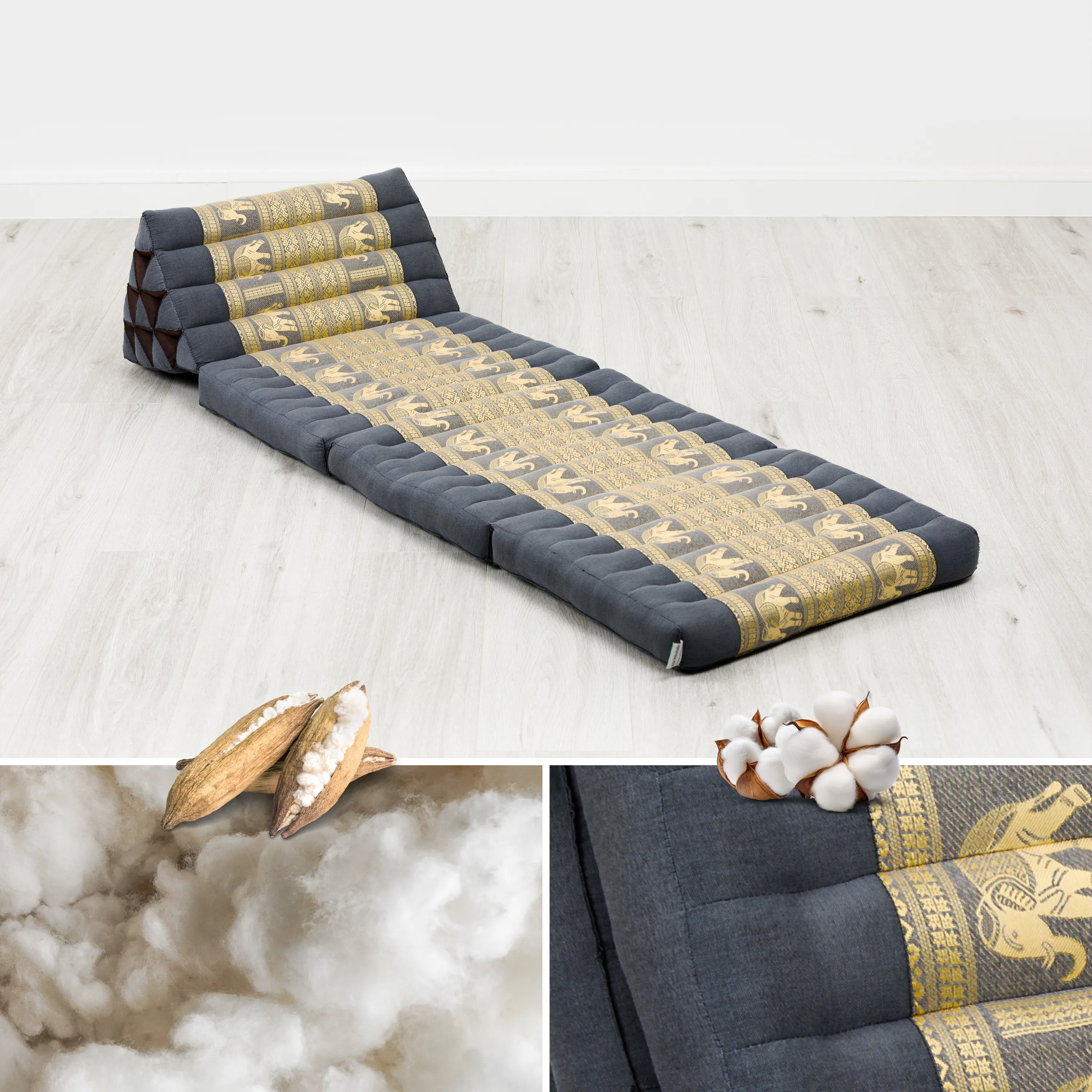 Kapok Thais kussen met 3 vloerdelen, Deluxe